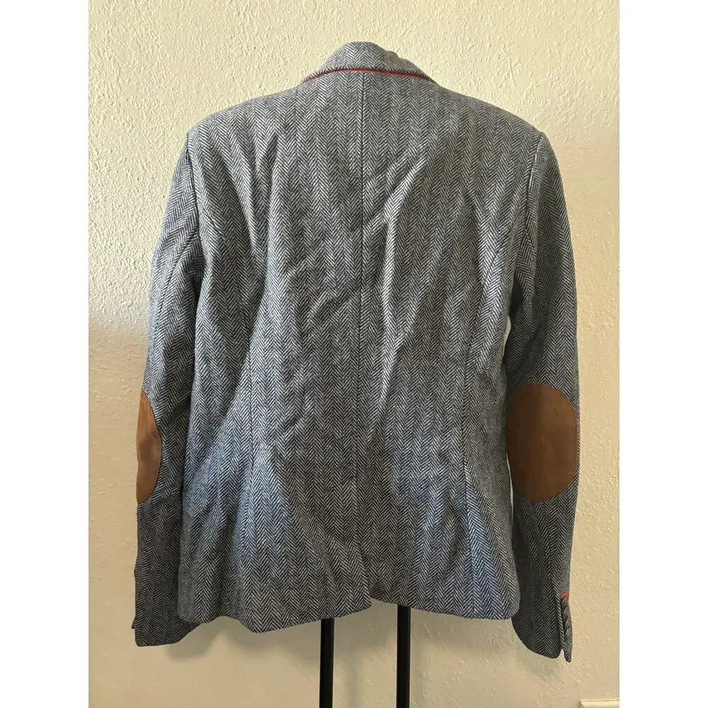 C. Wonder Womens Wool Blazer Notch Collar Gold Buttons Flap Pockets Black Sz 4